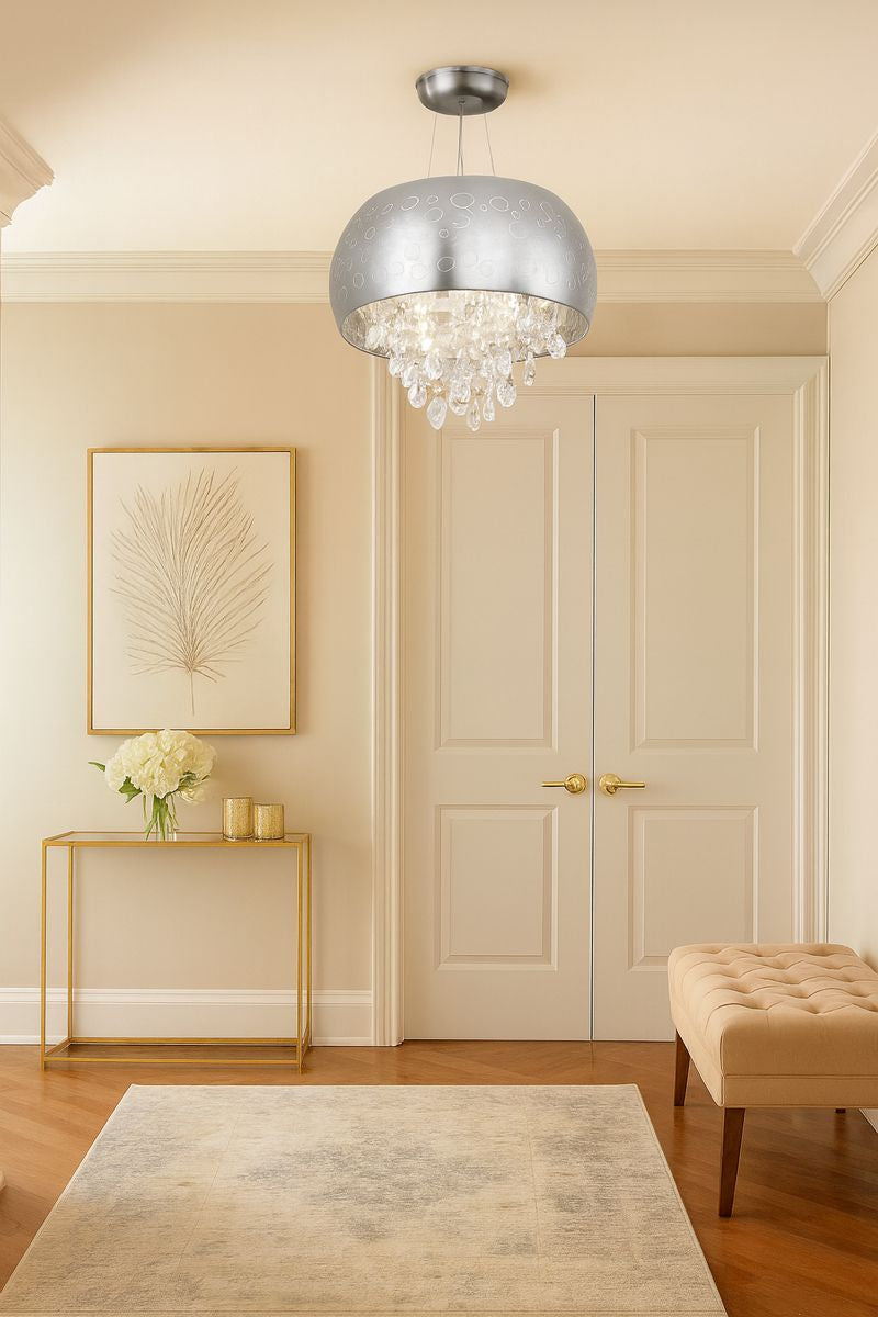 Lámpara colgante LED de cristal | 16.5 W – 3 tonos de luz – Color cromo