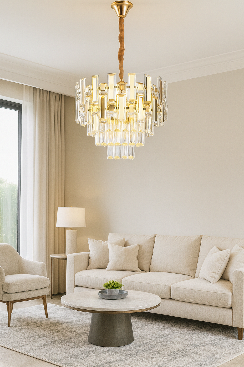 Lámpara de Cristal de Lujo– Dorado Electrolítico