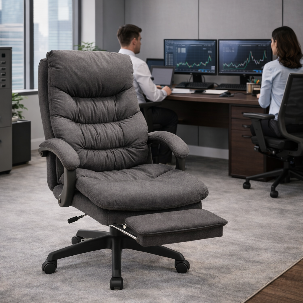 Silla de Oficina de Cuero Sintético y Metal