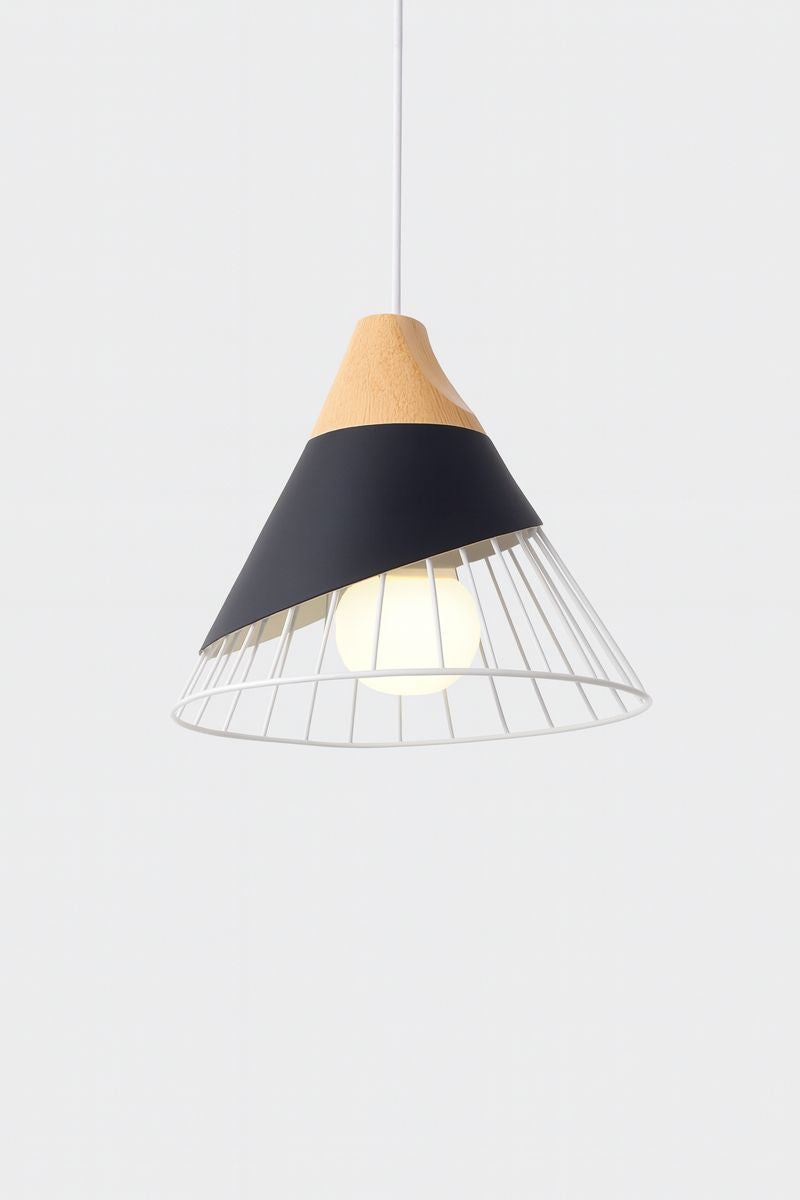 Lámpara colgante nórdica minimalista – metal y madera