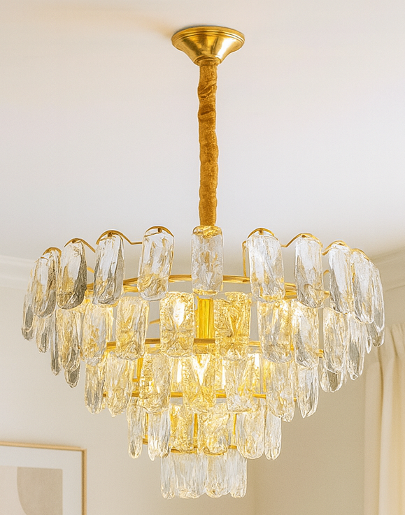 Lámpara de Cristal de Lujo  – Dorado Electrolítico