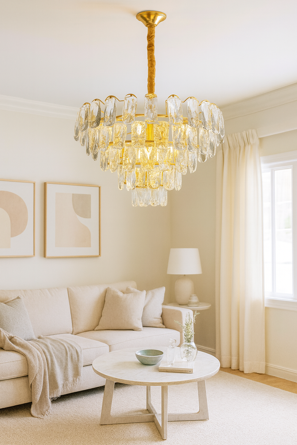 Lámpara de Cristal de Lujo  – Dorado Electrolítico