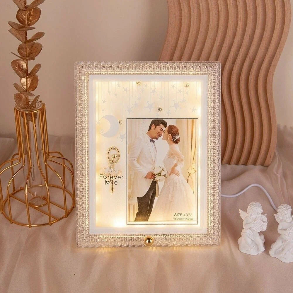 Portarretrato decorativo con luz LED blanca