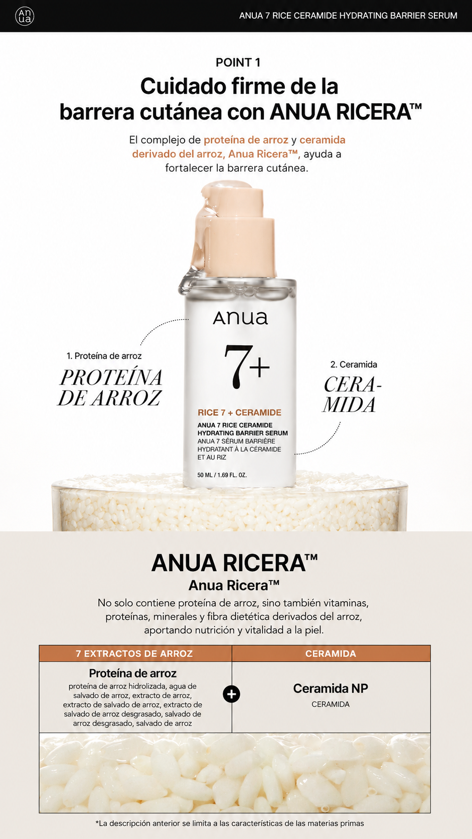 [ANUA] RICE 7 CERAMIDE HYDRATING BARRIER SERUM 50ML